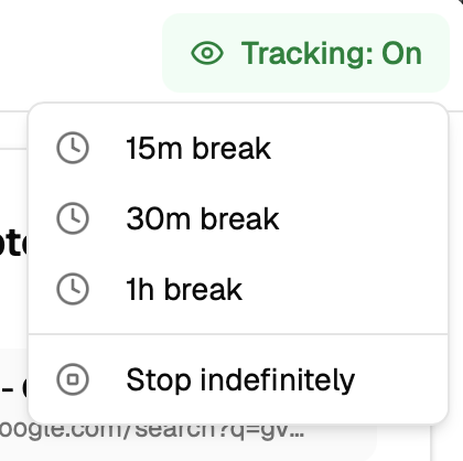 Pause Tracking Interface